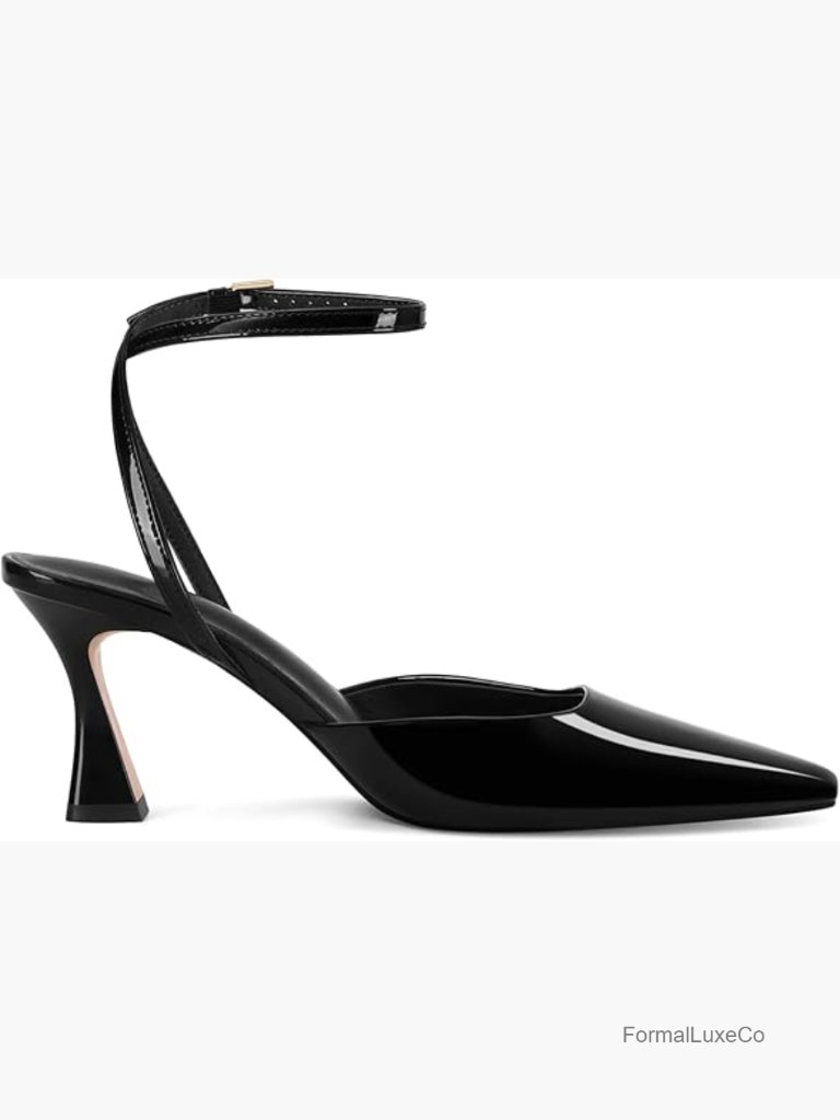 Closed Pointed Toe Slingback Buckle Strap Pumps Kitten Heels Fashion Dress
